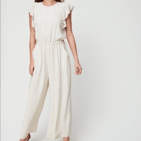Wilfred Stripe Ruffle Sleeve Open Back Jumpsuit - Picture 1 of 11